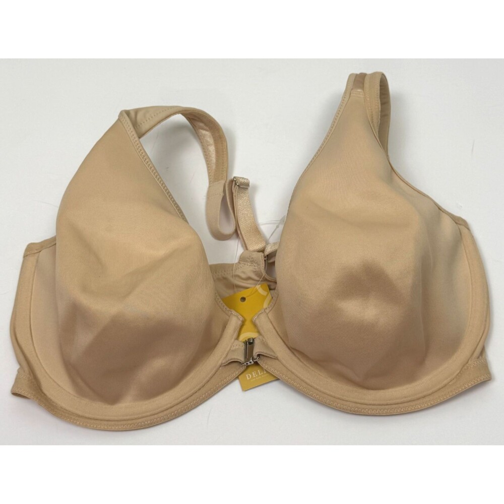 Delimira 34E Front Close NWT Light Beige‎ Bra Racerback Underwire Unpadded 34 E